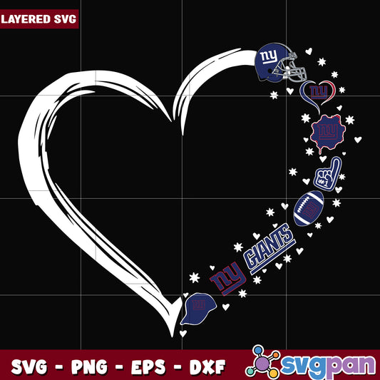 New York Giants heart creative design svg, super bowl 2025 svg, nfl giants svg