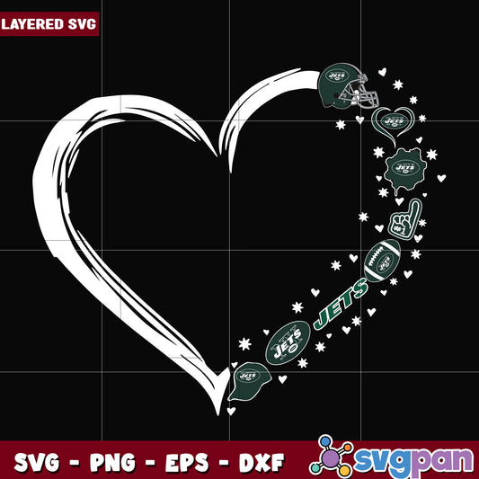 New York Jets heart svg, super bowl 2025 svg, nfl jets svg