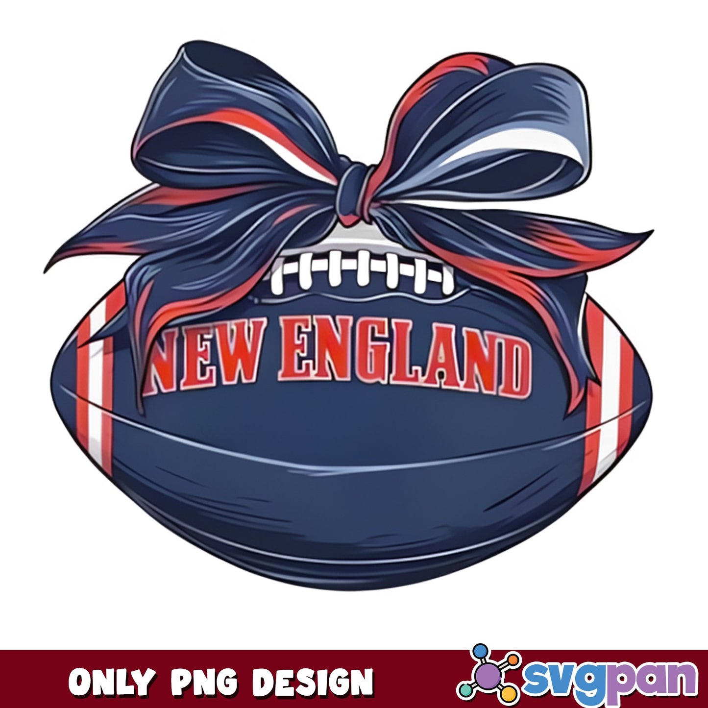 New England Football Coquette Bow PNG, Patriots PNG, Football PNG