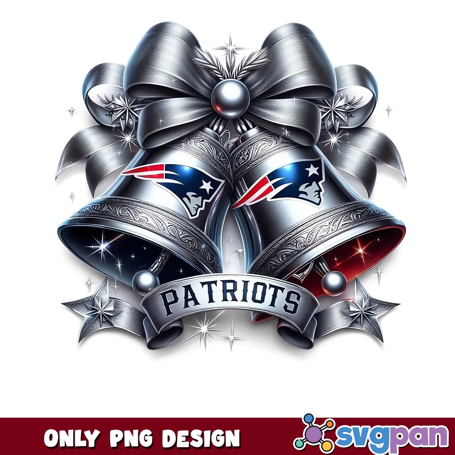 New England Patriots Christmas Bells PNG, NFL PNG, Football Christmas PNG