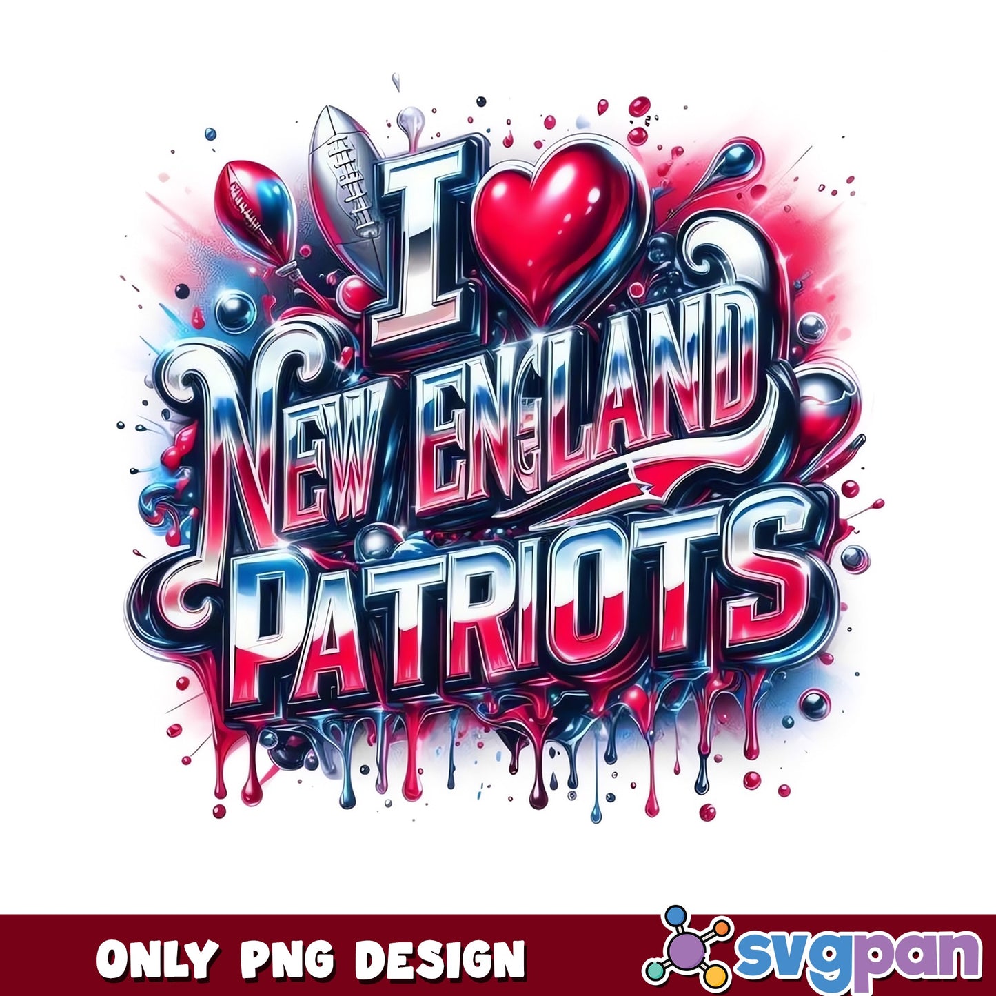 New England Patriots Football PNG, I Love Patriots PNG, NFL Team PNG