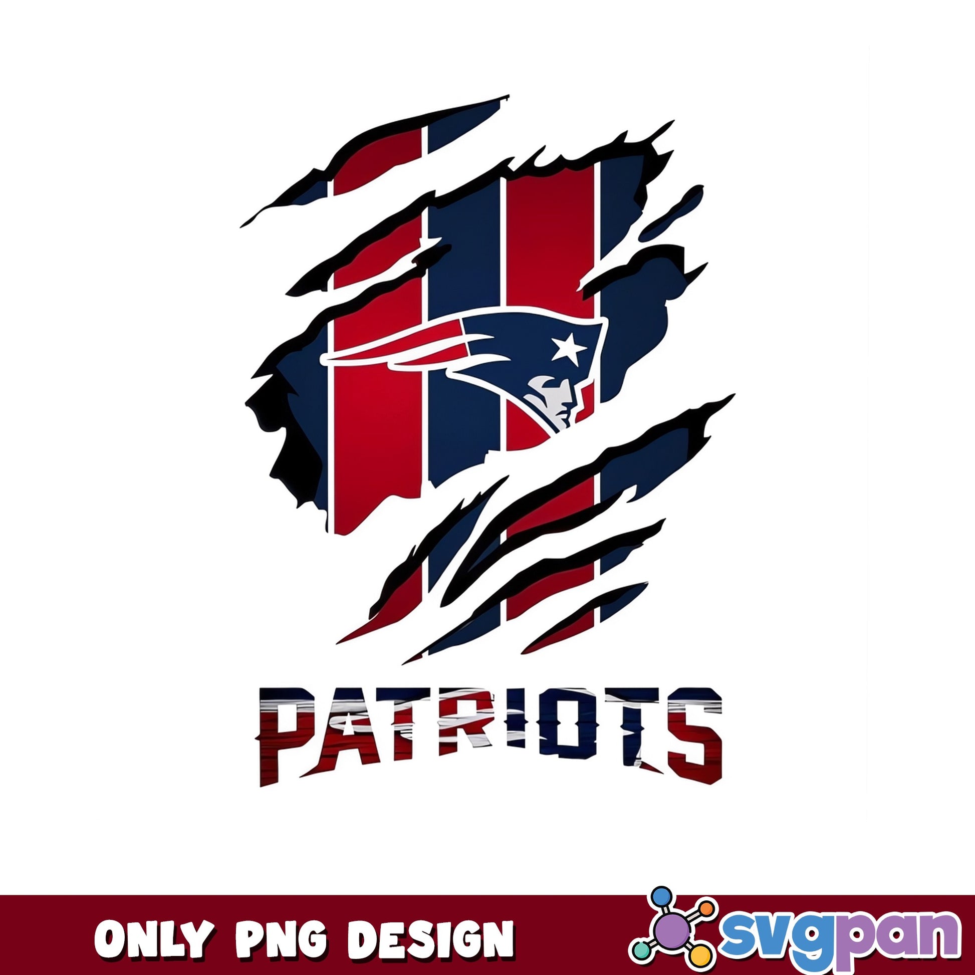 New England Patriots Ripped PNG, NFL Football PNG, Patriots Logo PNG