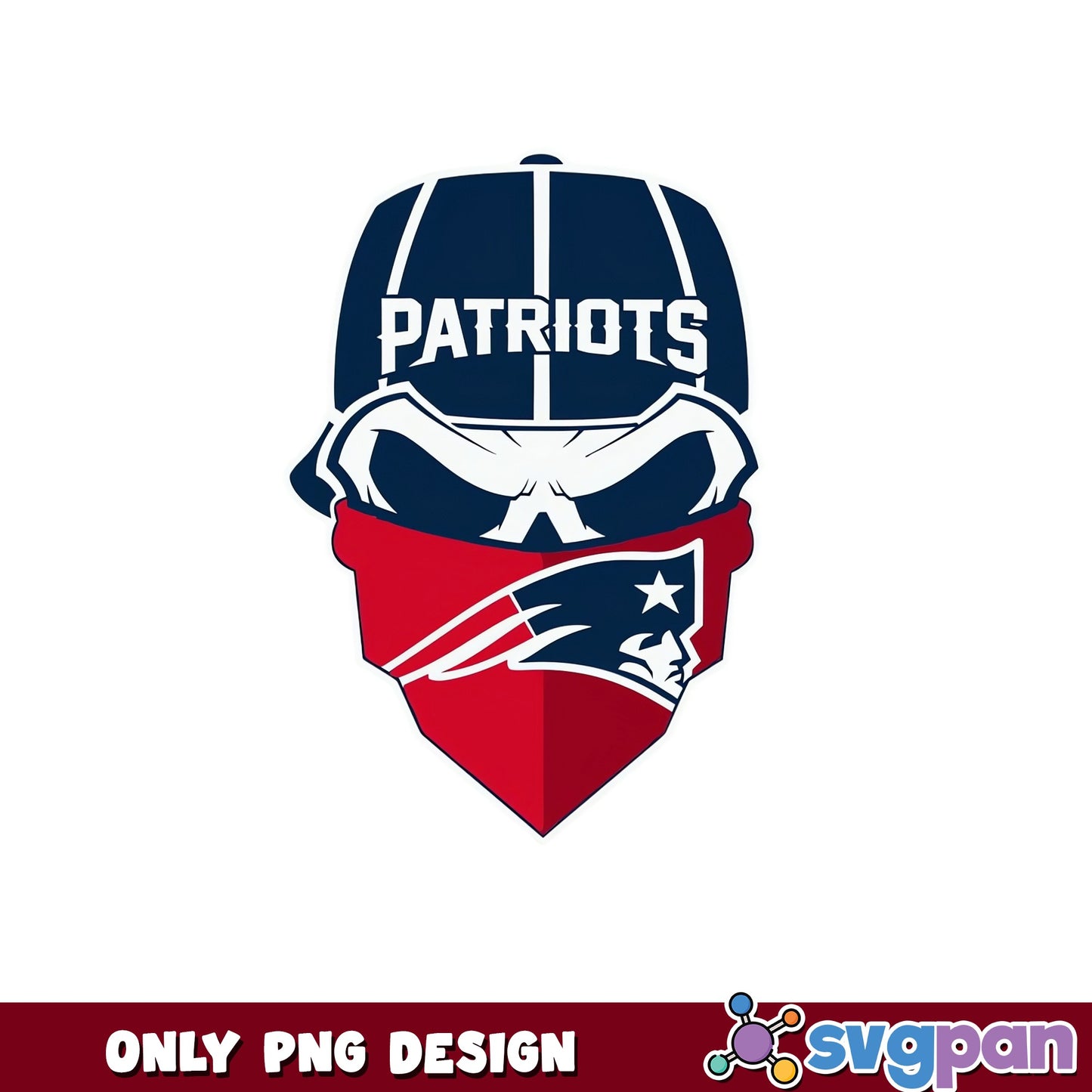 New England Patriots Skull Bandana PNG, NFL Football PNG, Patriots PNG
