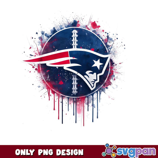 New England Patriots Watercolor PNG, NFL Football PNG, Drip PNG