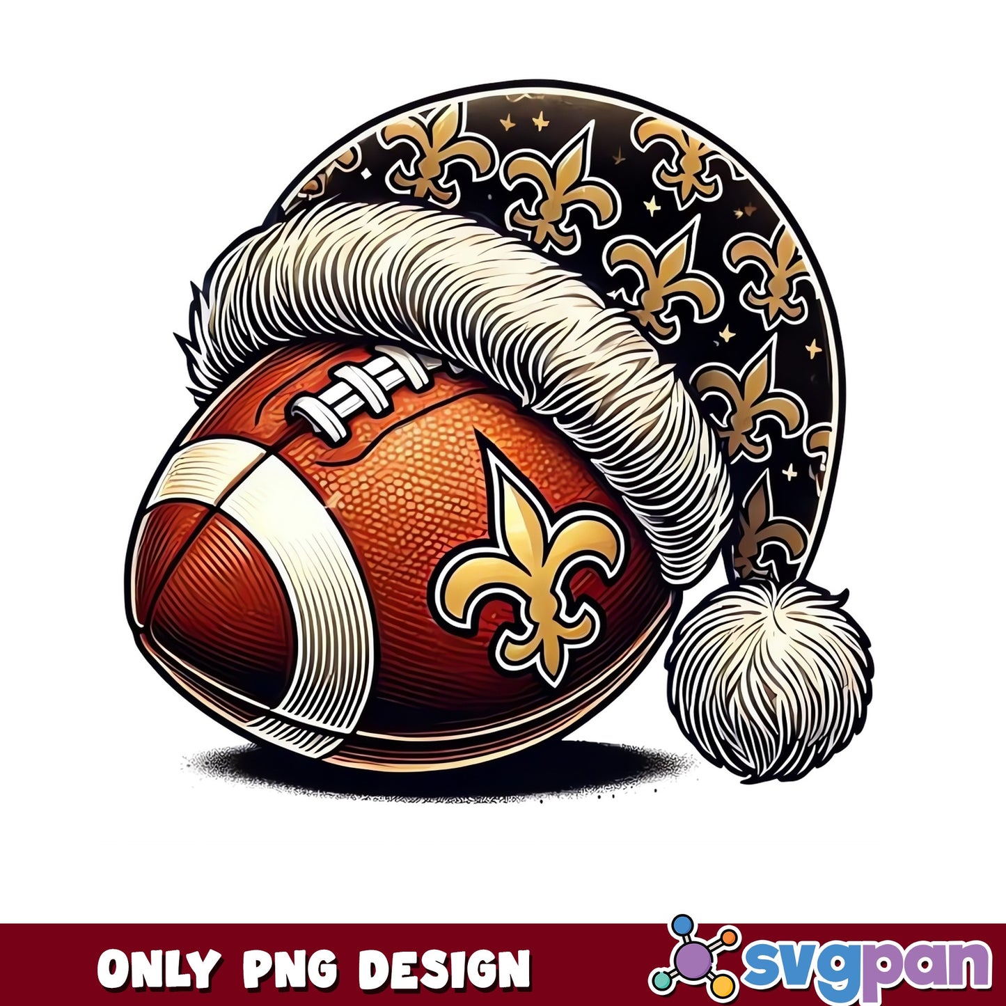 New Orleans Saints Christmas PNG, Football Santa Hat PNG, NFL Christmas PNG