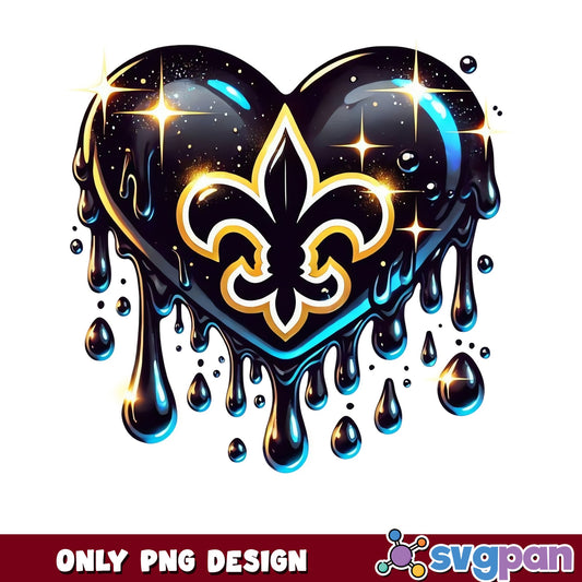 New Orleans Saints Dripping Heart PNG, Saints Logo PNG, NFL PNG