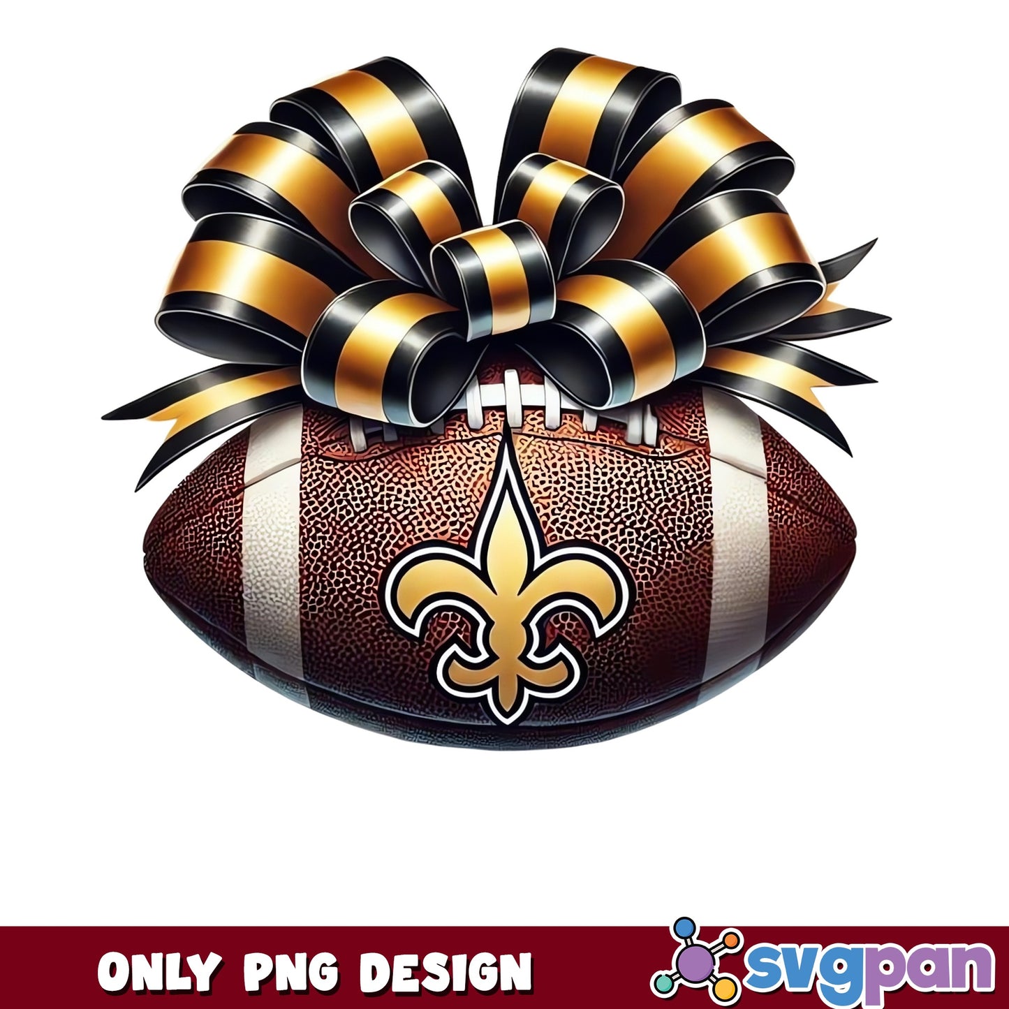 New Orleans Saints Football Coquette Bow PNG, Saints PNG, NFL PNG