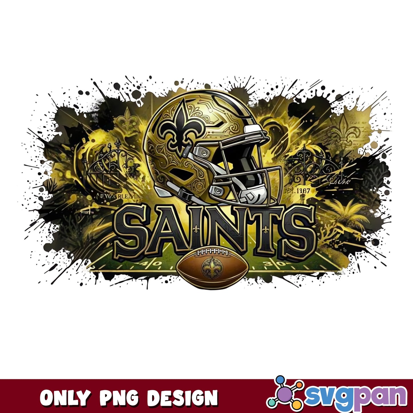 New Orleans Saints Football Helmet PNG, Saints NFL PNG, Football PNG