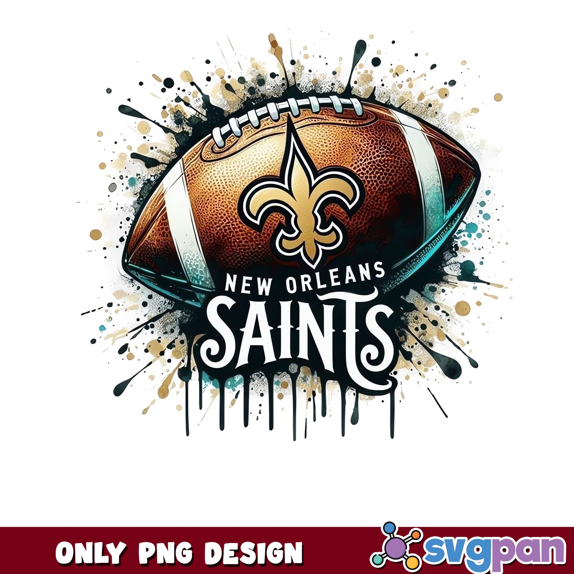New Orleans Saints Football Splatter PNG, NFL Saints PNG, Saints Fan PNG