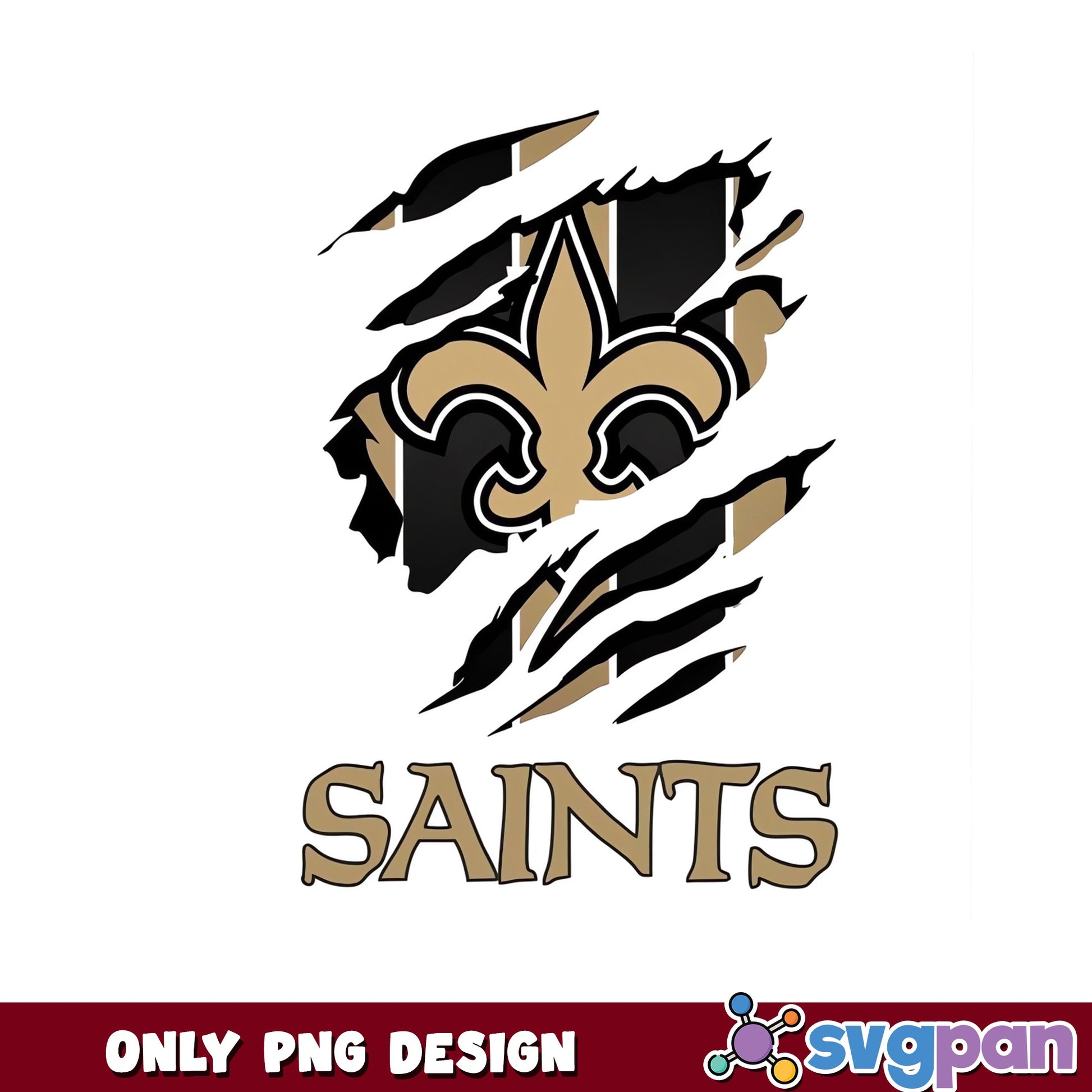 New Orleans Saints Ripped PNG, Saints Football PNG, NFL PNG
