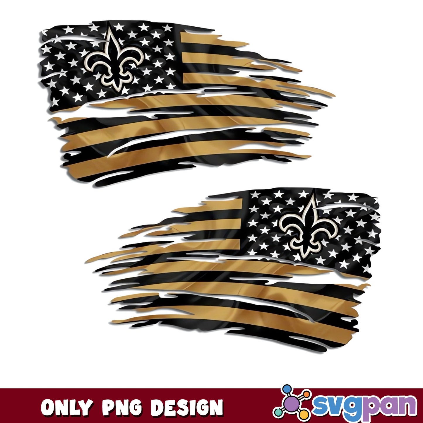 New Orleans Saints Tattered American Flag PNG, Saints PNG, NFL PNG