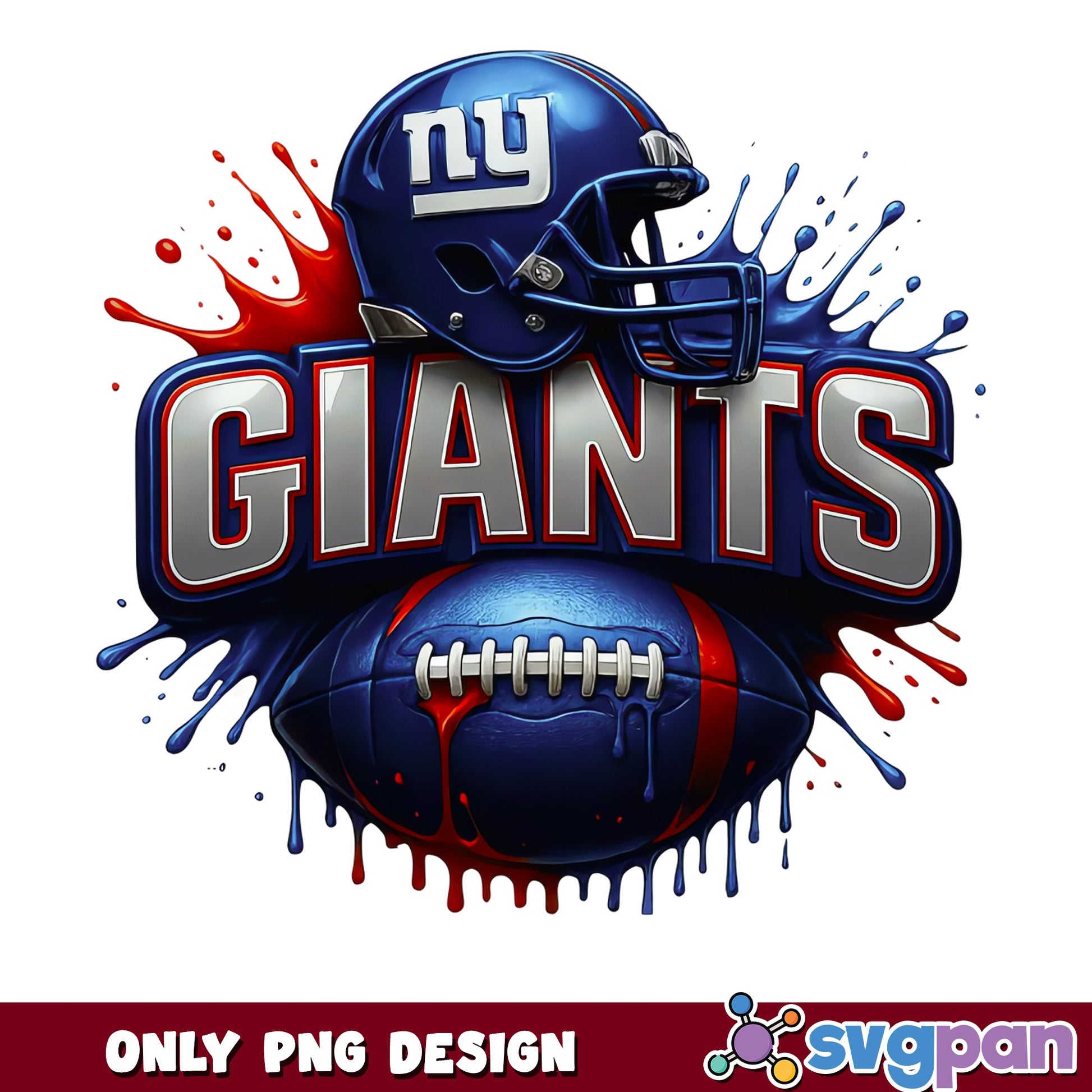 New York Giants Football Drip PNG, NFL Giants PNG, Football PNG