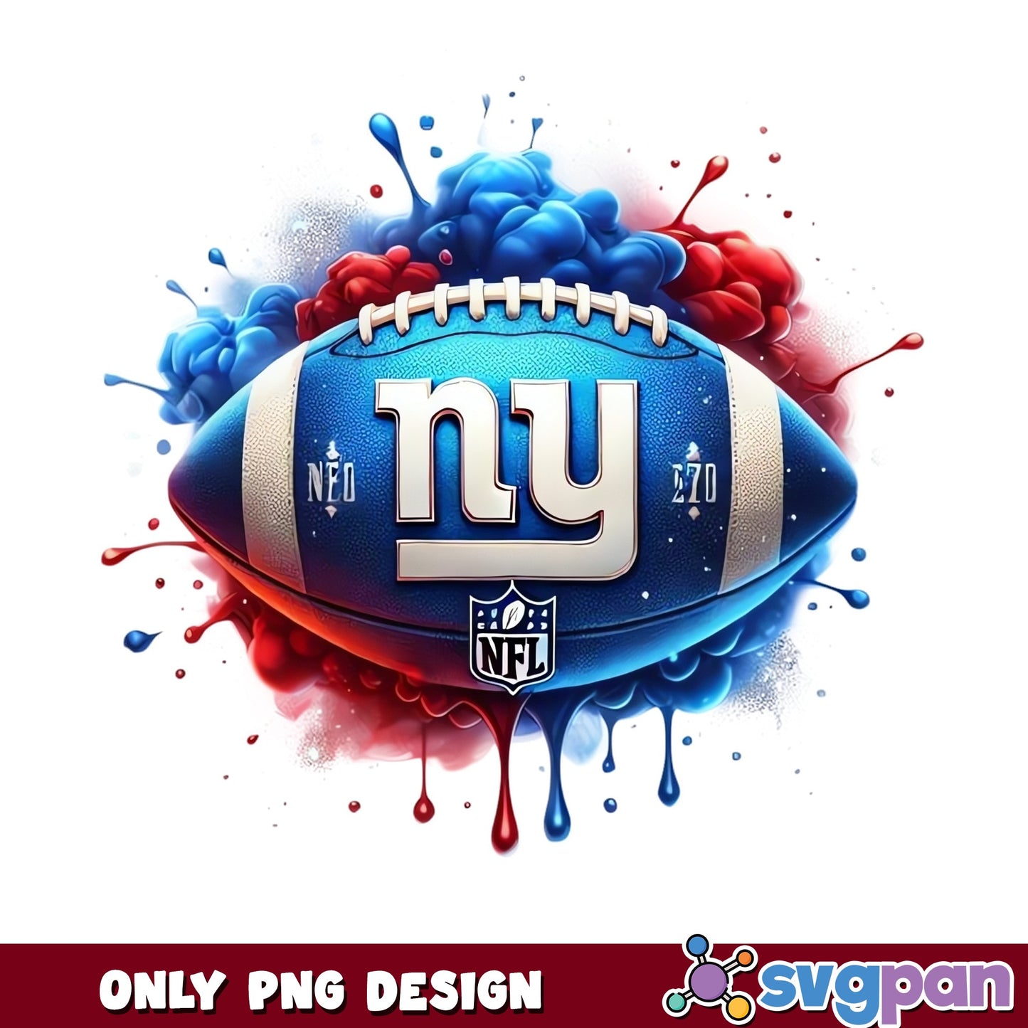 New York Giants NFL PNG, Football Watercolor Splash PNG, NY Giants PNG