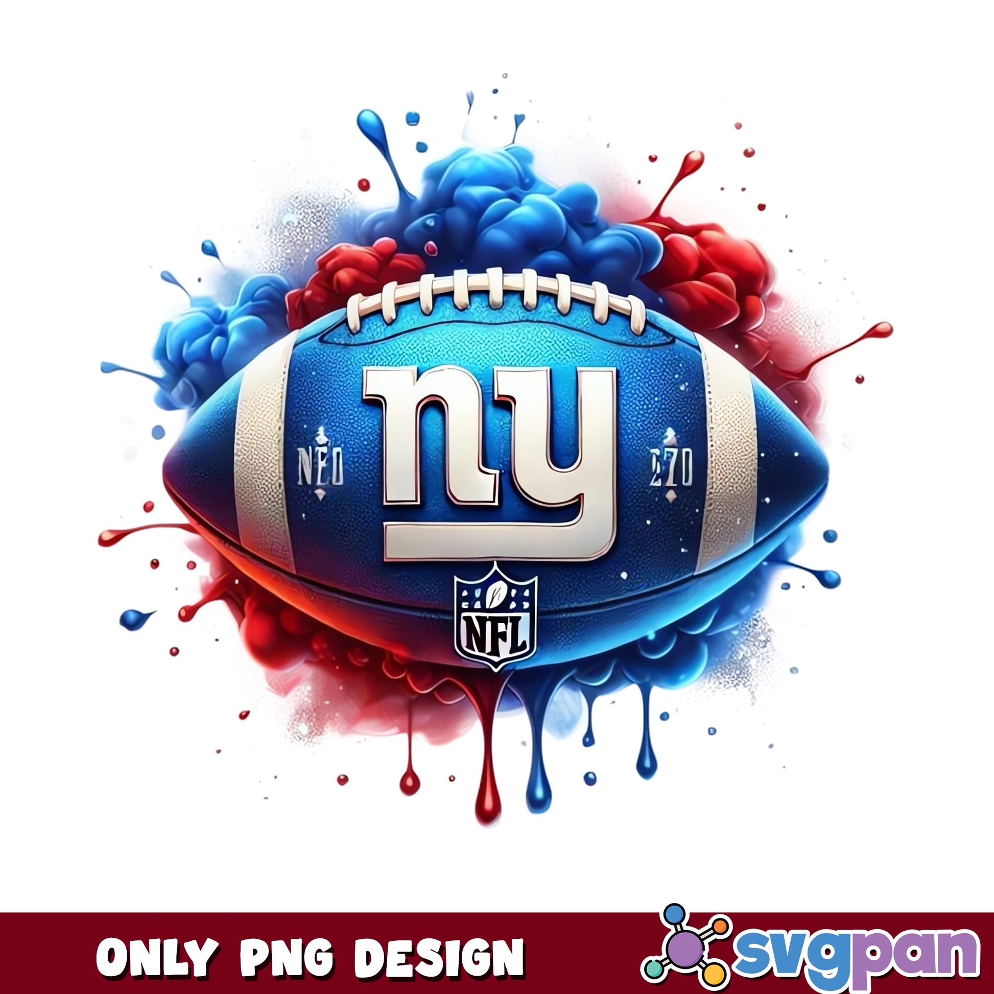 New York Giants NFL PNG, Football Watercolor Splash PNG, NY Giants PNG