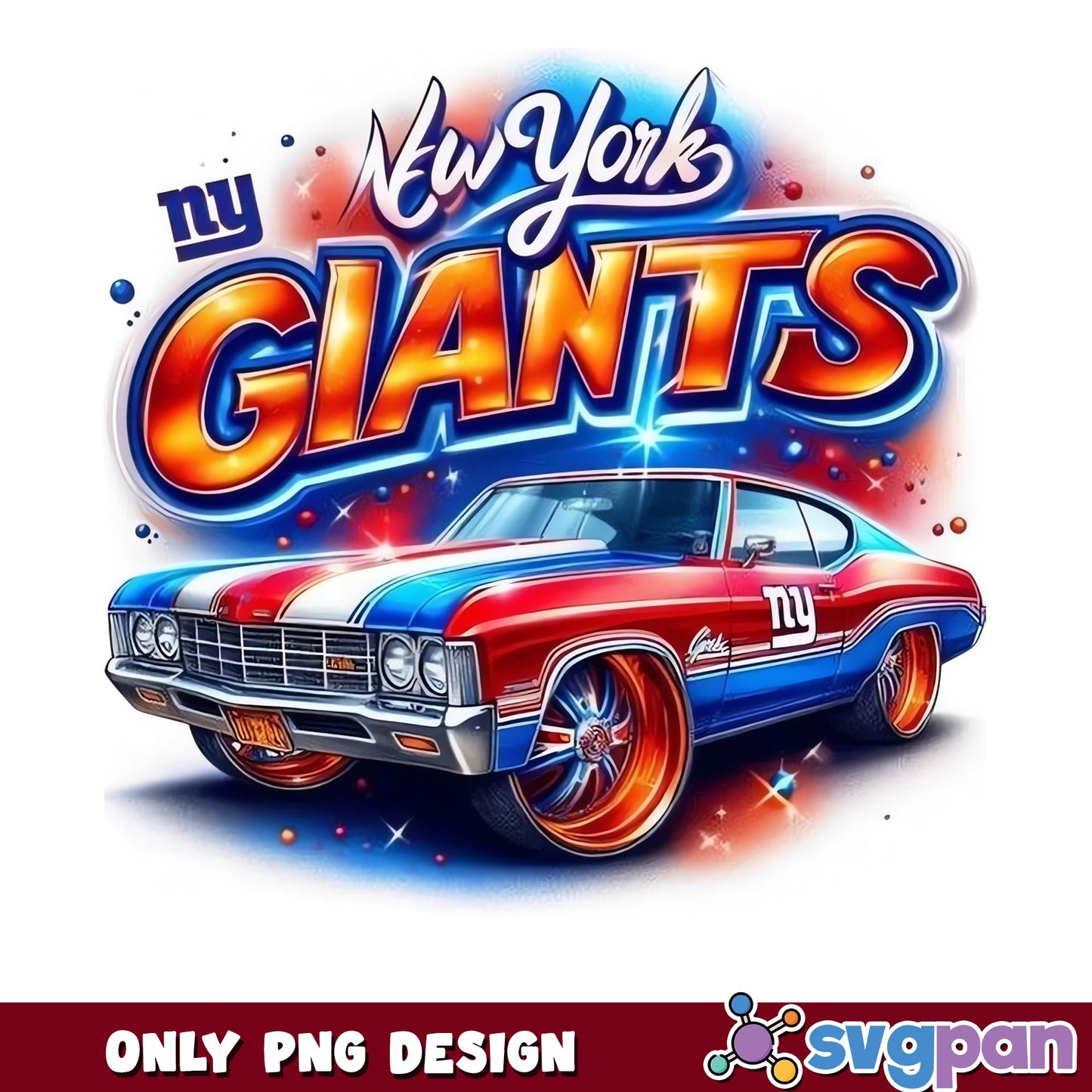New York Giants PNG, NFL muscle Car Design, Giants Football PNG