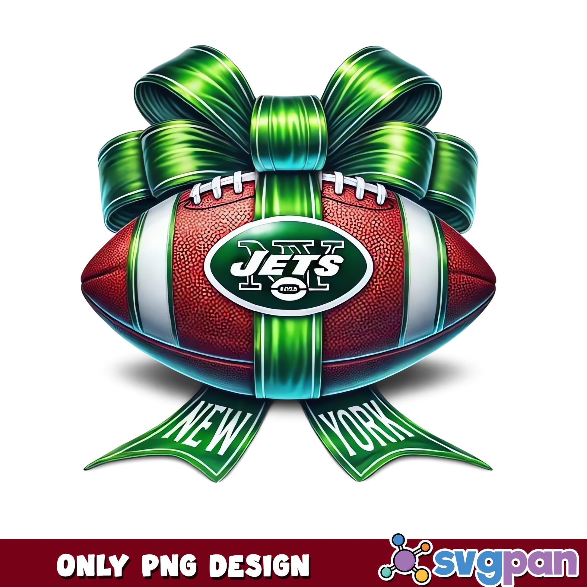 New York Jets Football Bow PNG, Jets NFL PNG, Football PNG