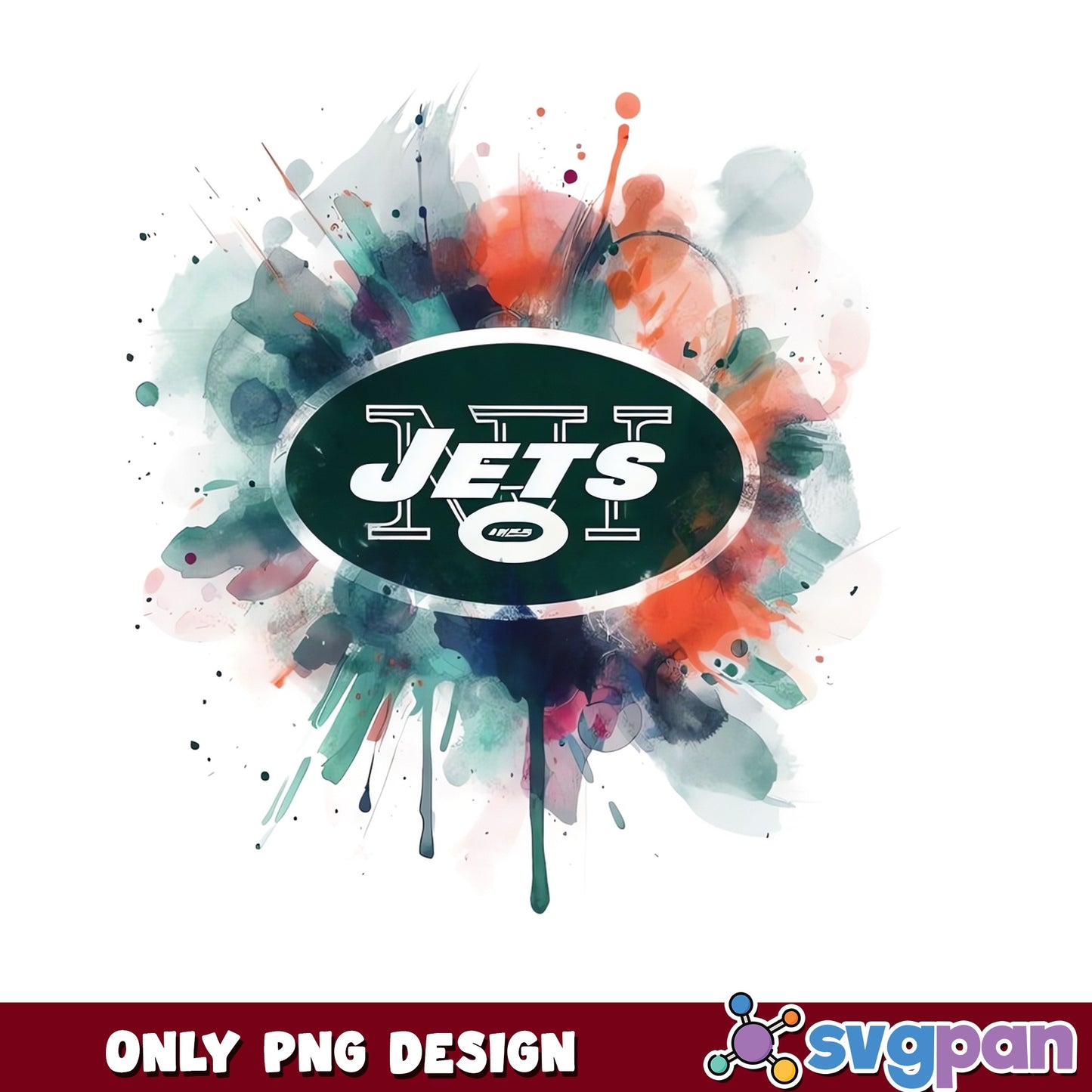 New York Jets Watercolor PNG, NFL Football Team PNG, Jets PNG