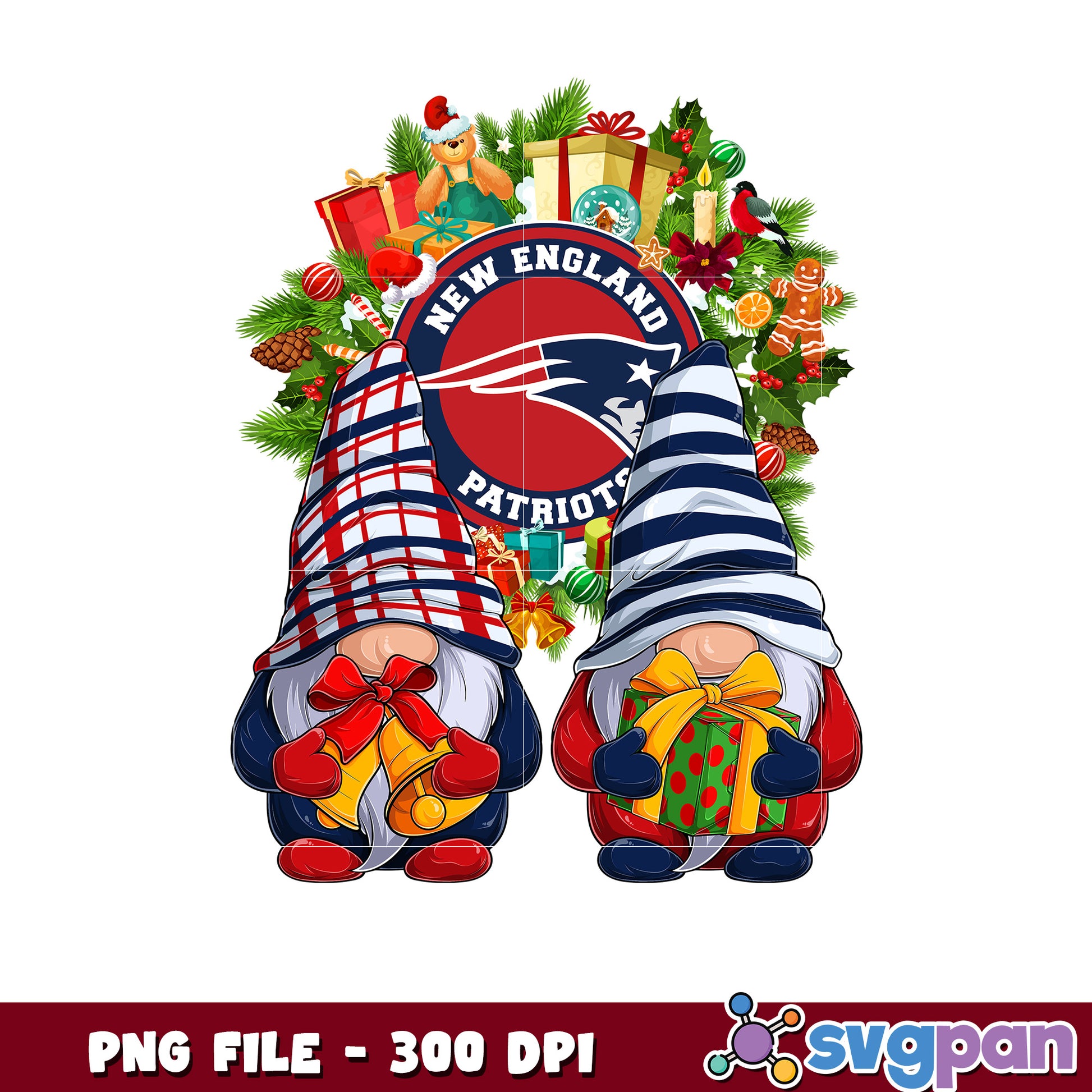 New england patriots christmas png, list of nfl teams png, chrismas gnome​ png