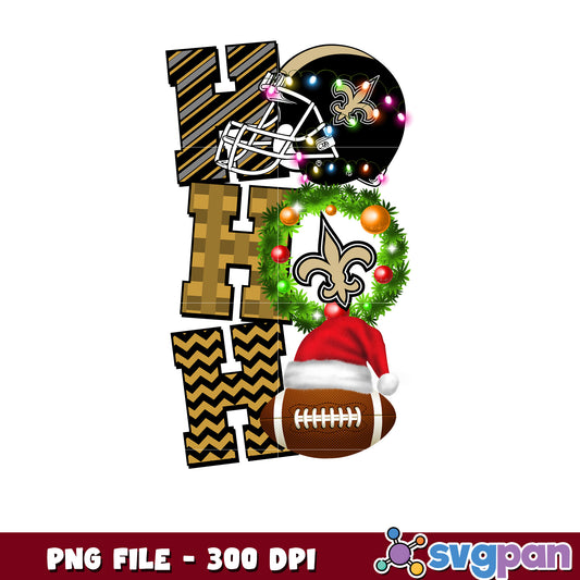 New orleans saints helmet hohoho png, nfl christmas games​ png, super bowl 2025