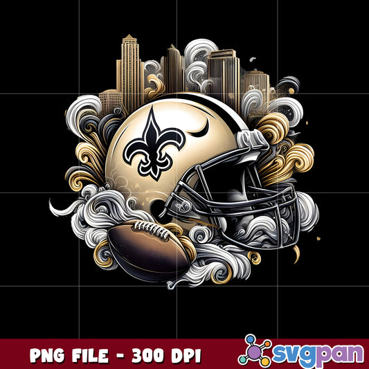 New orleans saints logo smoke helmet illustration png, nfl team helmet png, nfl design png