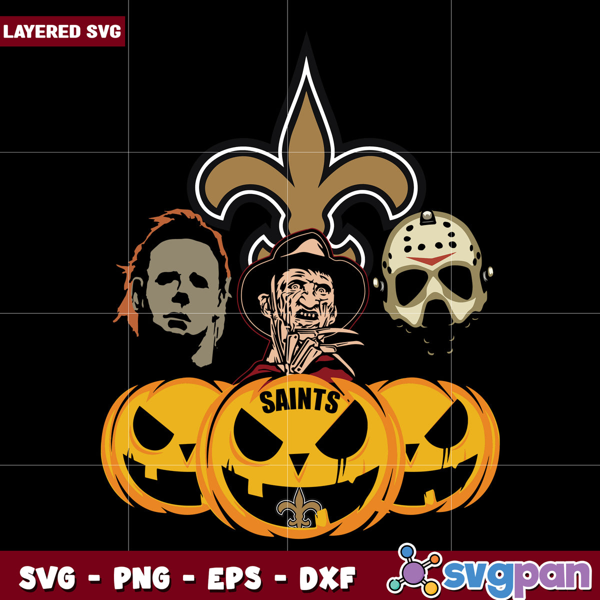 New orleans saints pumkin svg, funny halloween svg, spooky characters svg