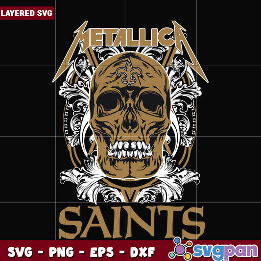 New orleans saints skull metallica svg, ameircan sports svg, nfl teams logo svg