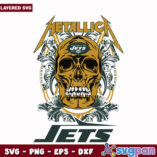 New york jets skull metallica svg, ameircan sports svg, nfl teams logo svg