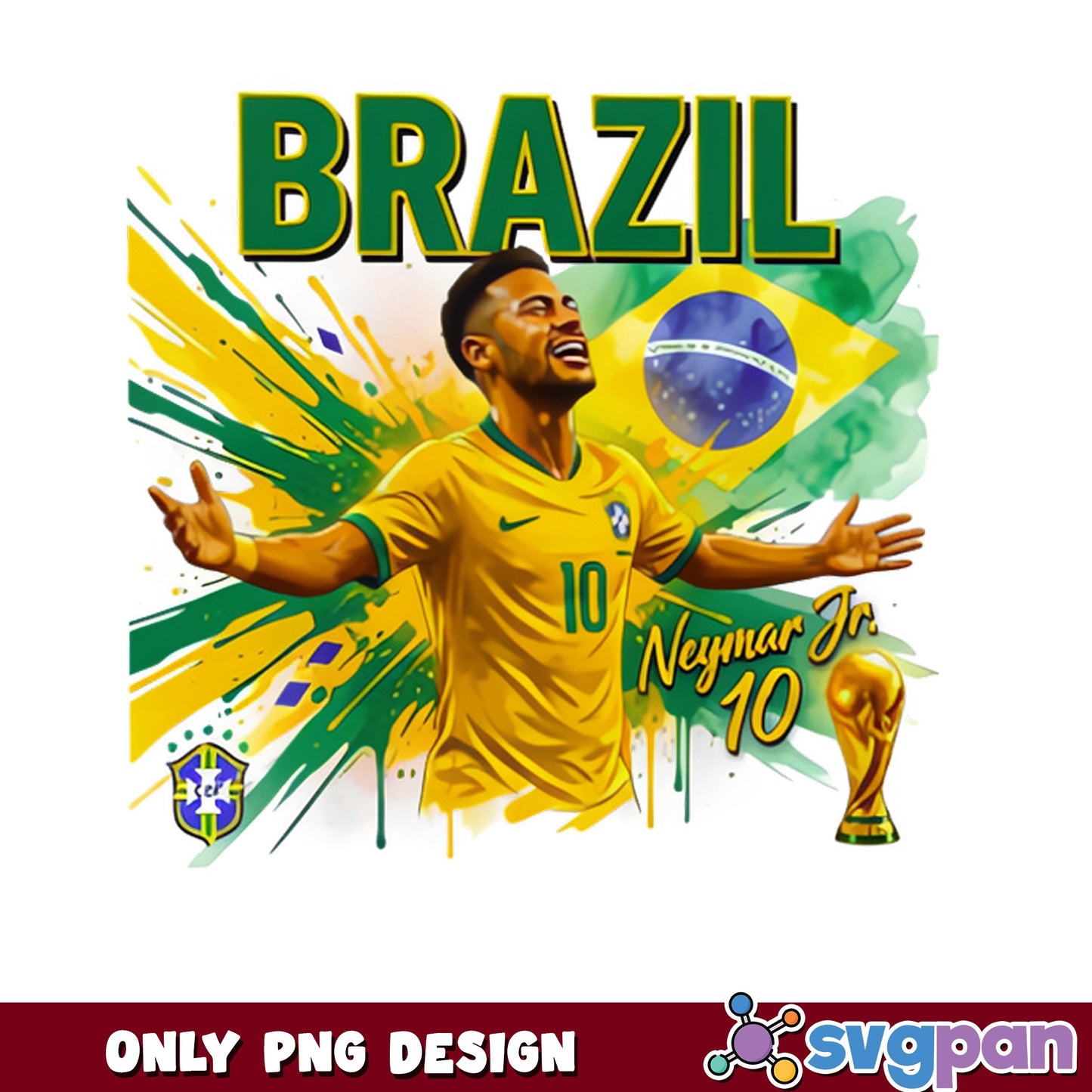 Neymar Jr Brazil Soccer PNG, Football World Cup PNG, Brazil Flag PNG