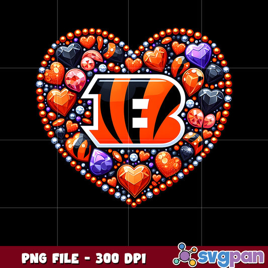 Nfl diamond heart cincinnati bengals png, super bowl 2025 png, national football league png