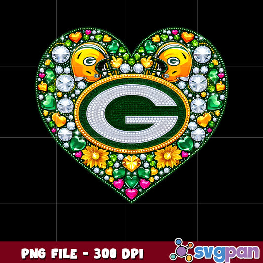 Nfl diamond heart green bay packers png, super bowl 2025 png, national football league png