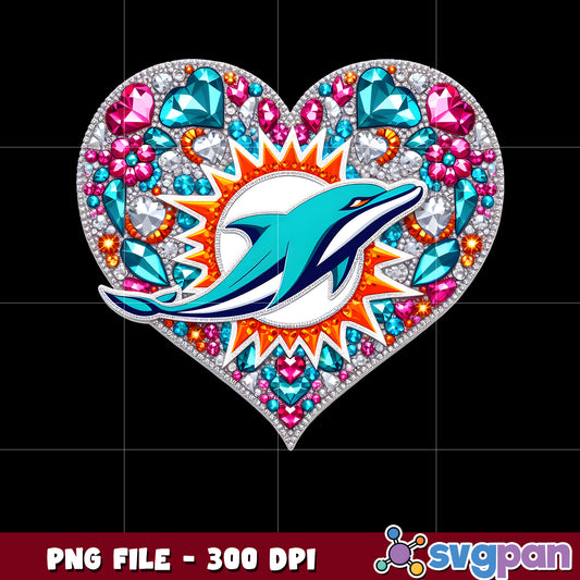 Nfl diamond heart miami dolphins png, super bowl 2025 png, national football league png