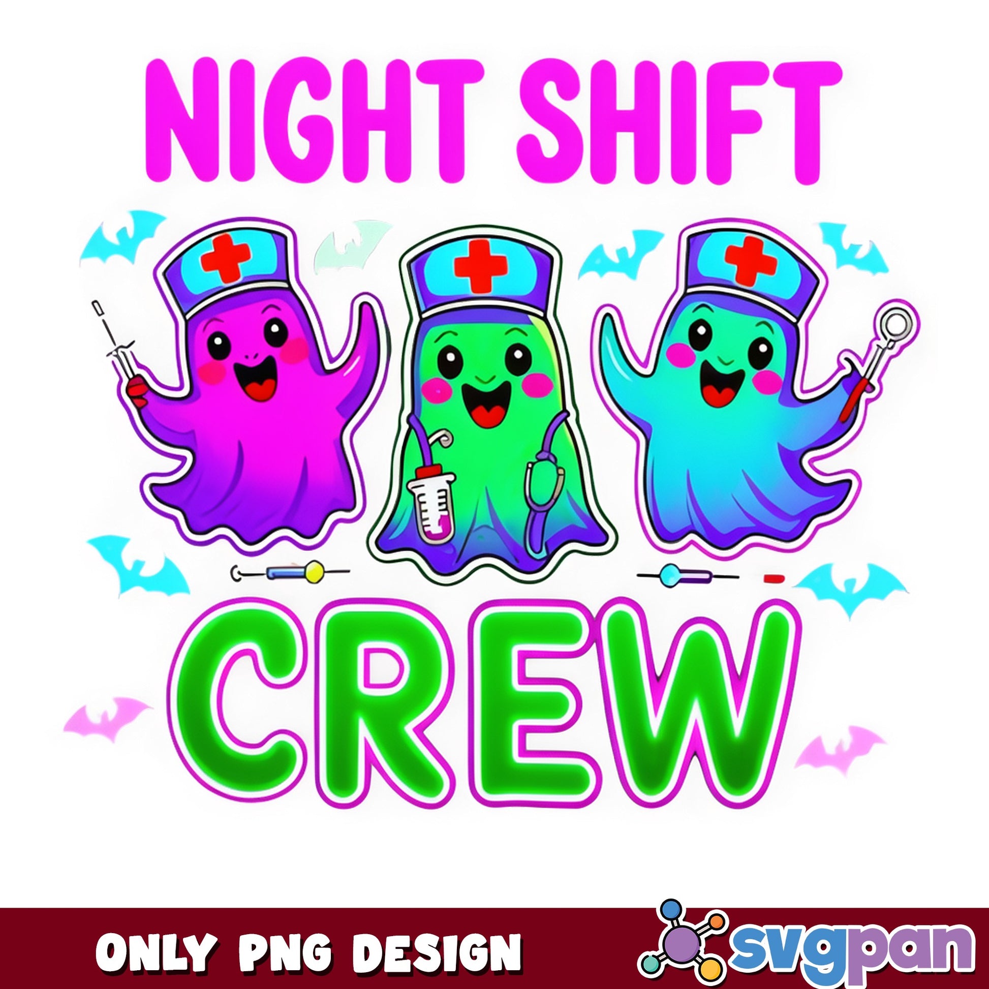 Night Shift Crew Ghost Nurse PNG, Halloween Nurse PNG, Spooky Nurse PNG