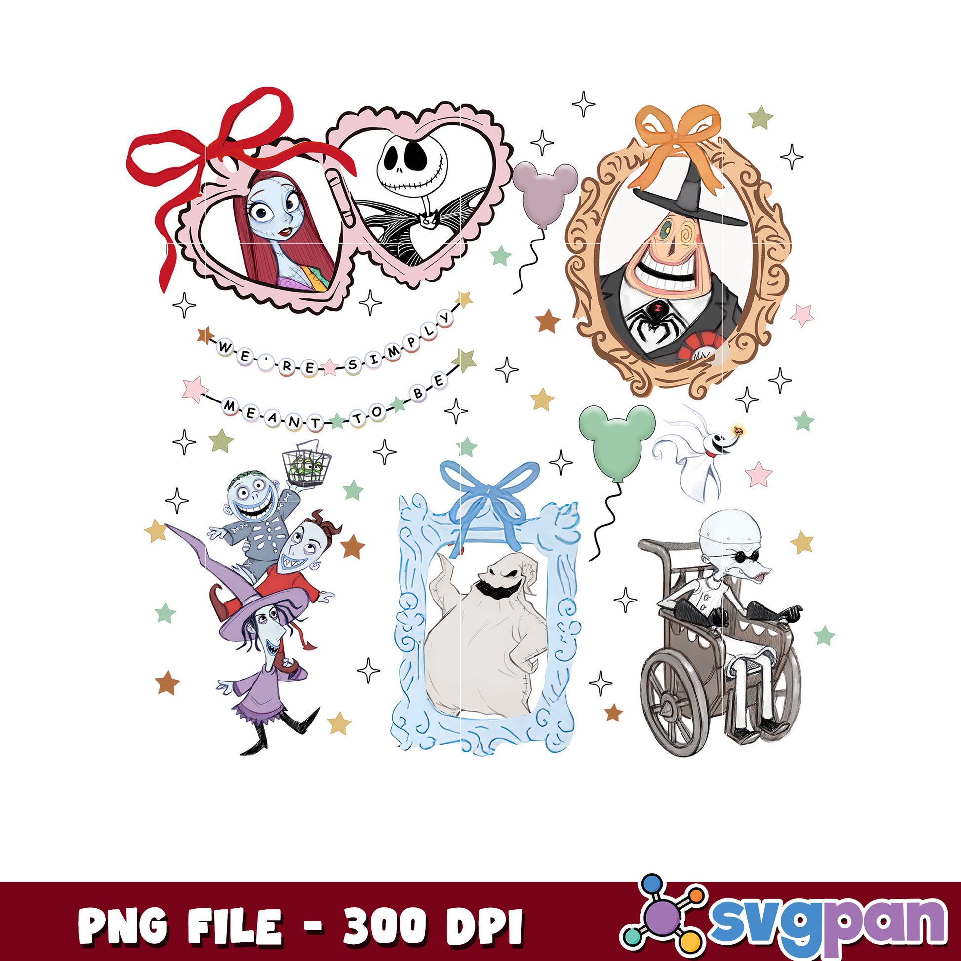Nightmare Before Christmas Character Art PNG Design Bundle