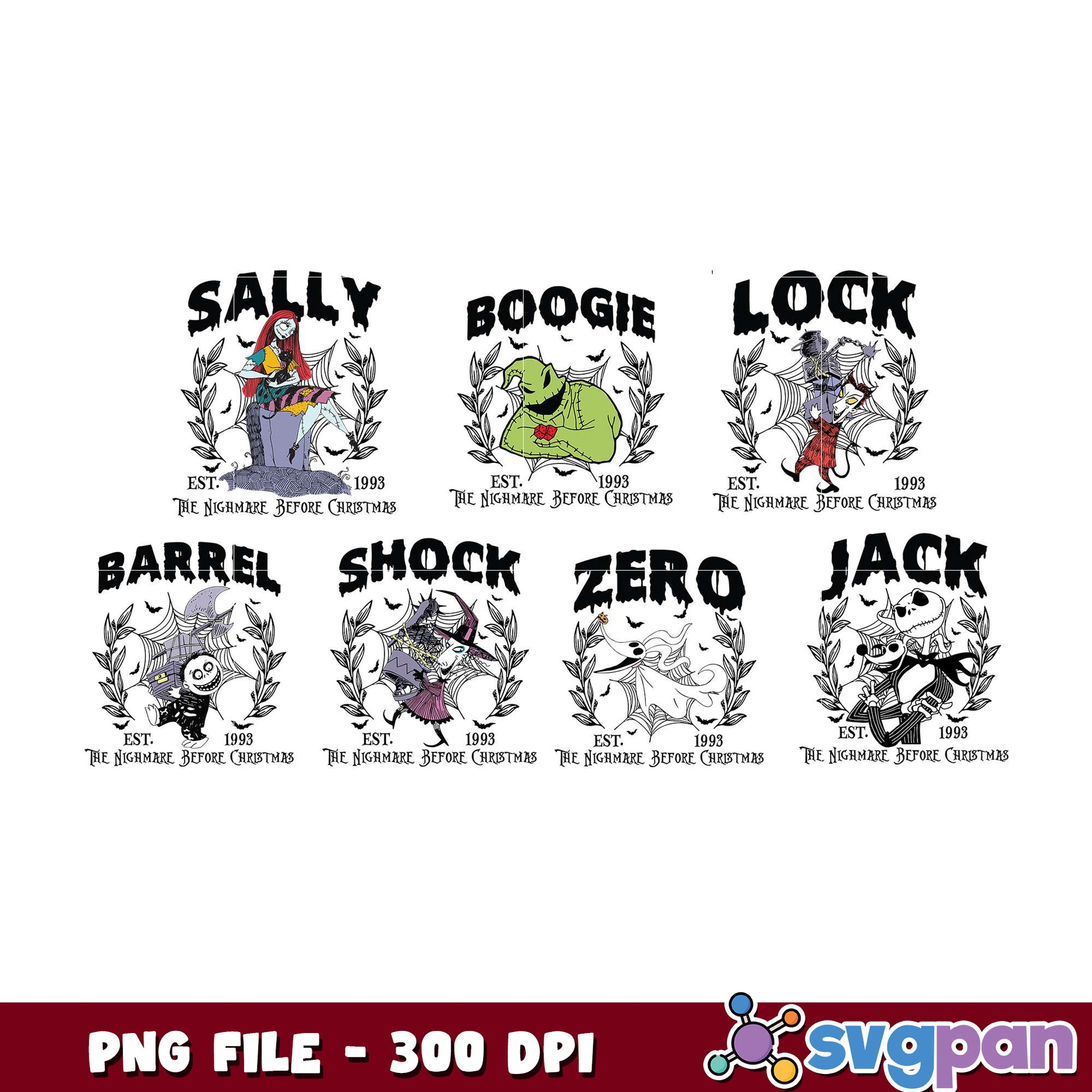 Nightmare Before Christmas Character Bundle PNG Art