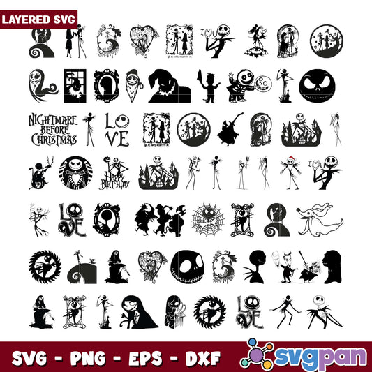 Nightmare Before Christmas SVG Bundle Set 50 Designs