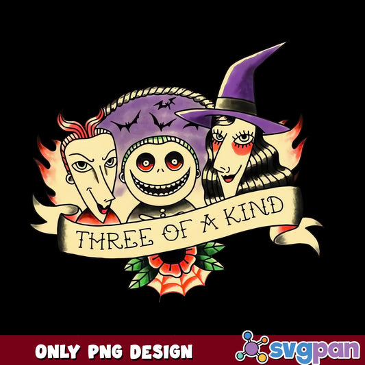Nightmare Before Christmas Three Of A Kind, Halloween PNG, Sublimation PNG