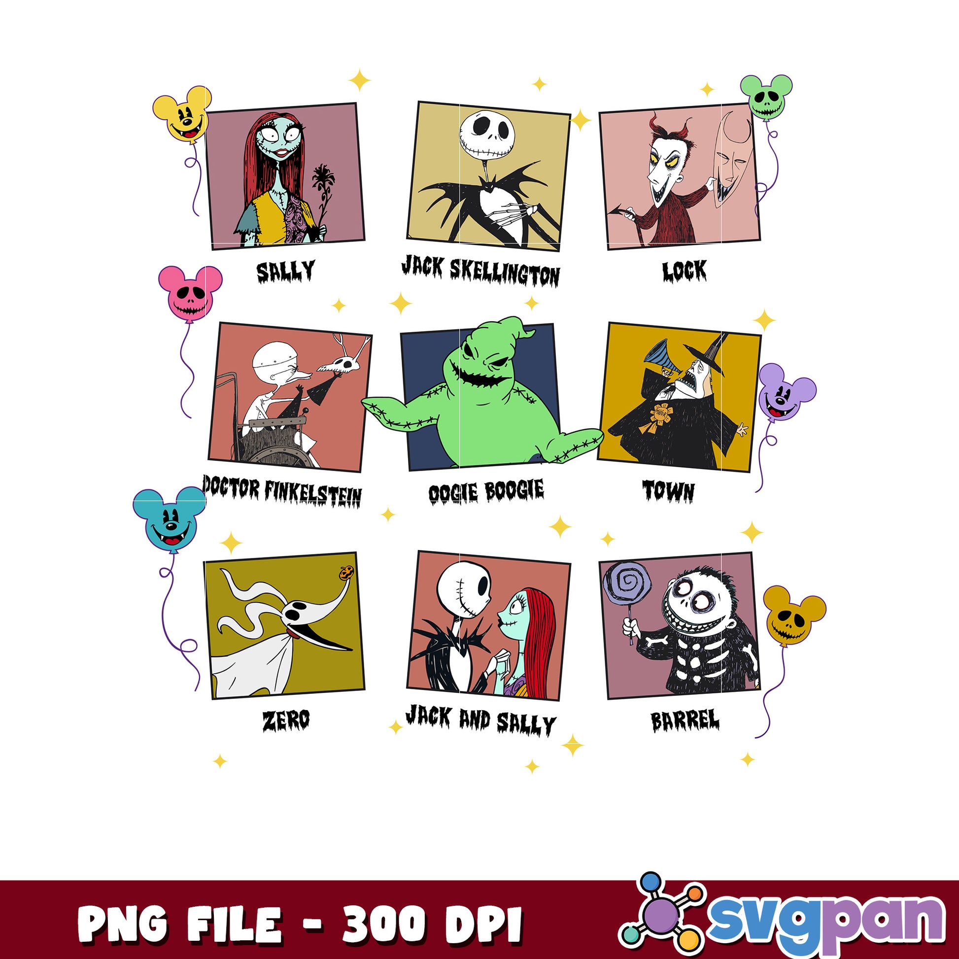 Nightmare before christmas characters png, halloween oogie boogie png, halloween toys png