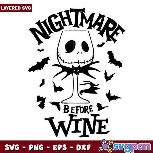 Nightmare before wine svg, happy halloween svg, spooky season svg