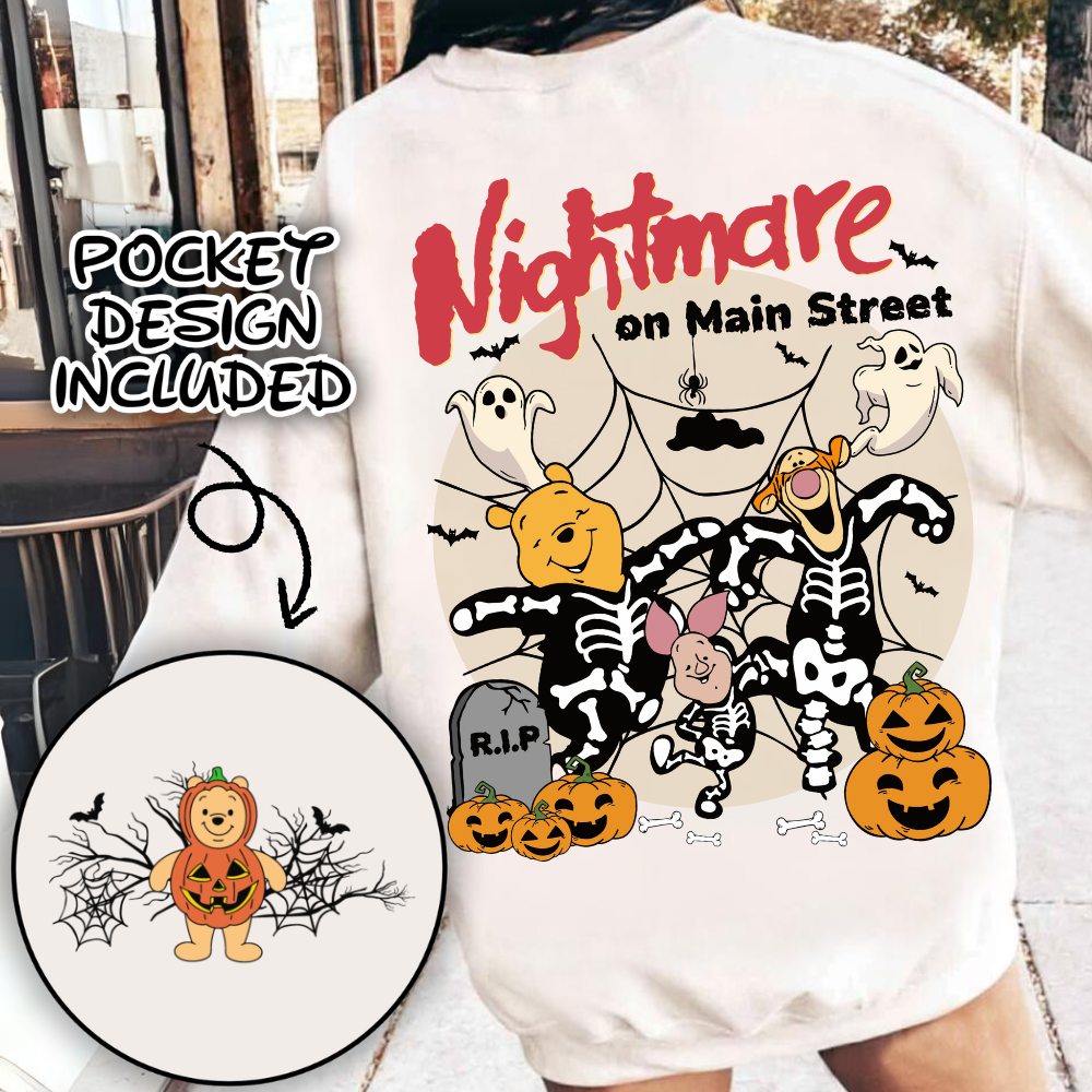 Nightmare on main street design png, happy halloween png, halloween goose png