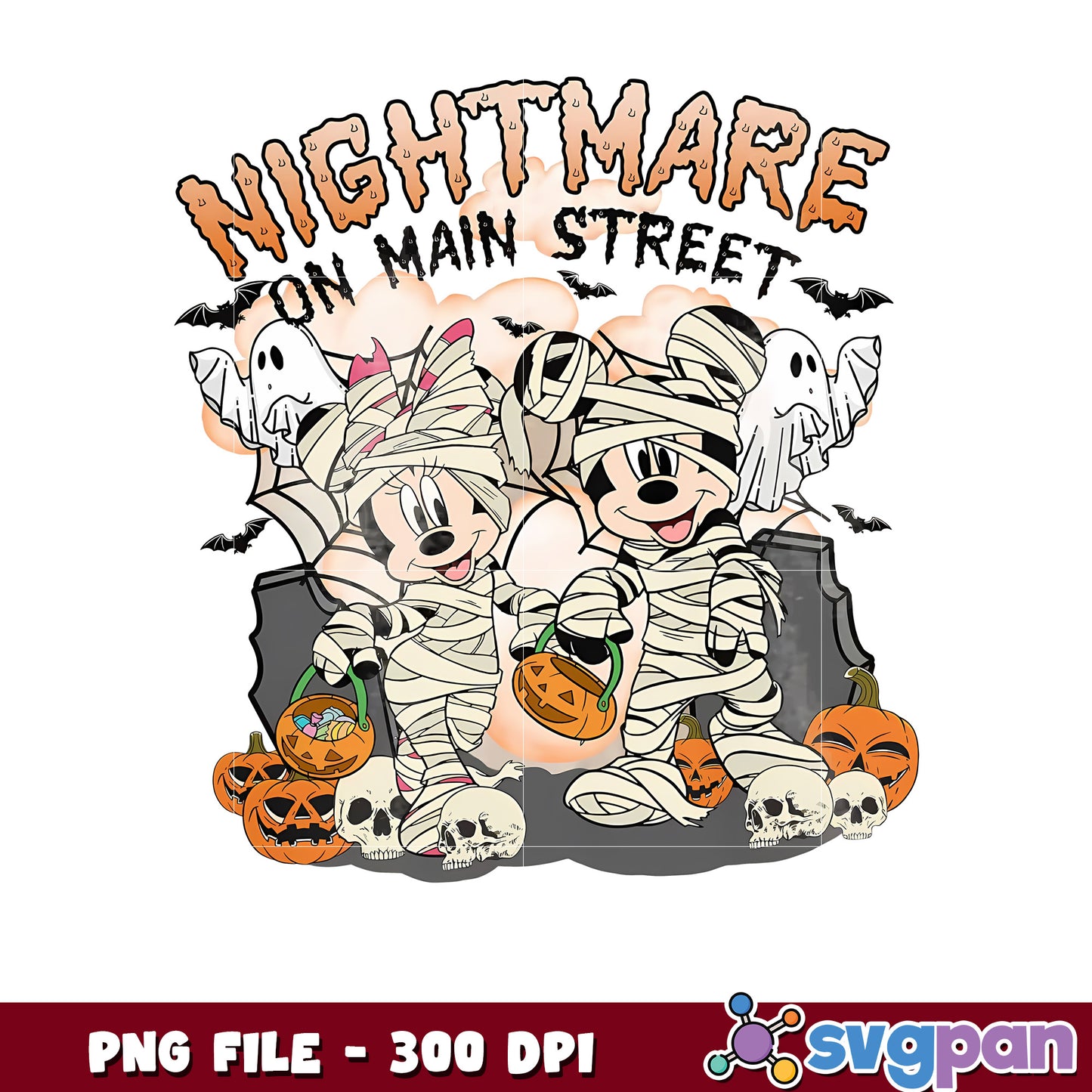 Nightmare on main street halloween png, spooky season png, halloween monster​ png