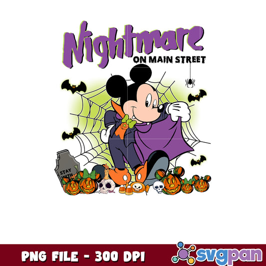Nightmare on main street mickey png, halloween vacation png, disneyland halloween png