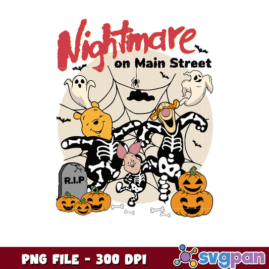 Nightmare on main street winnie the pooh png, halloween season png, scary monster​ png