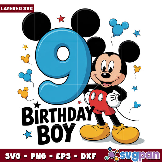 Nine years old boy png, disney characters png, mickey mouse png