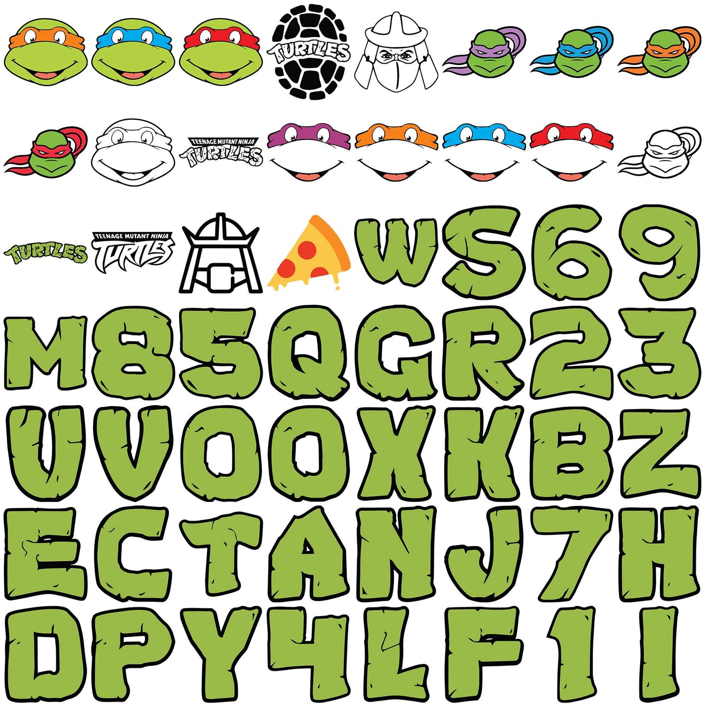 Ninja alphabet svg bundle, teenage mutant ninja turtles svg, ninja turtles svg