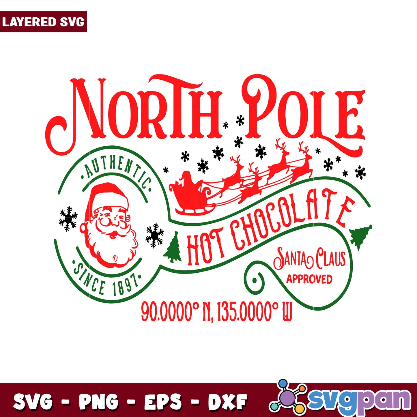 North Pole Hot Chocolate SVG Design, festive winter cheer included