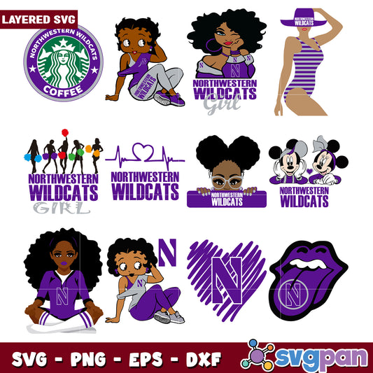 Northwestern Wildcats Bundle SVG Designs for Cricut