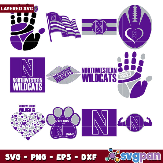 Northwestern Wildcats SVG Bundle for Crafting Fans