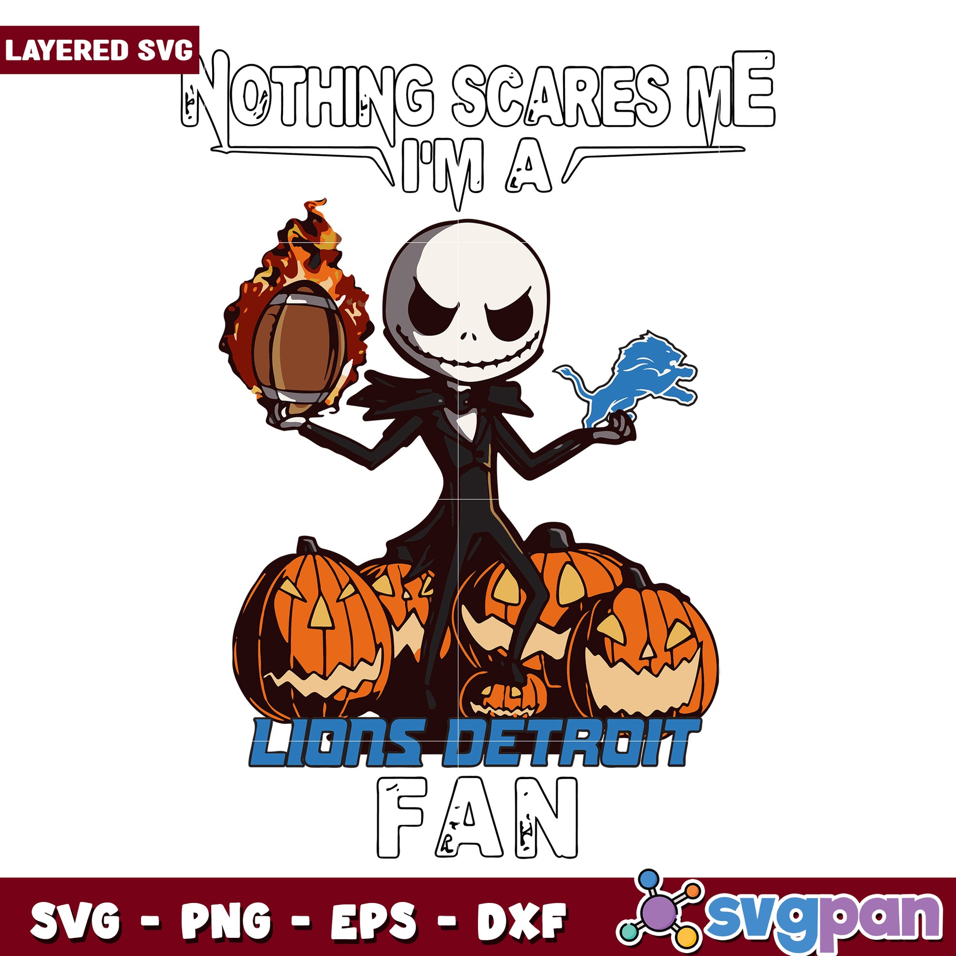 Nothing scares me I' a Lions Detroit fan svg, nfl teams svg, halloween nfl svg