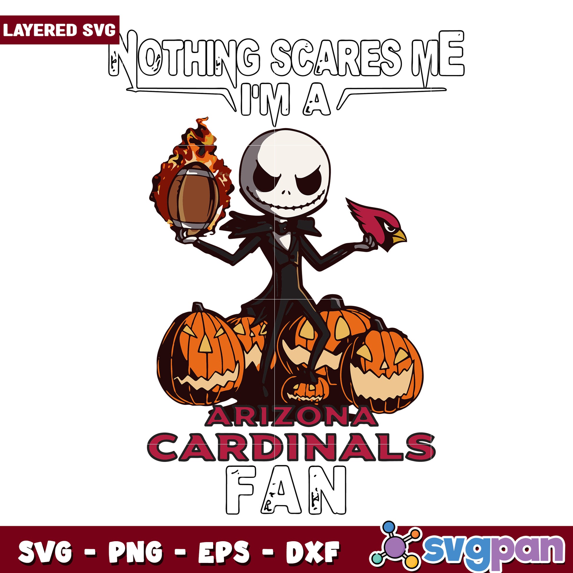 Nothing scares me I'm a Arizona Cardinals fan svg, nfl teams svg, halloween nfl svg