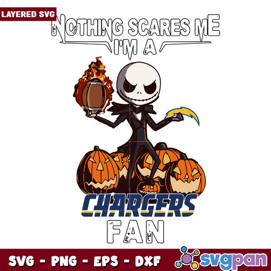 Nothing scares me I'm a Chargers fan svg, nfl teams svg, halloween design svg